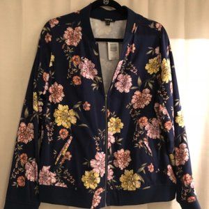 NWOT TORRID  Navy Blue Floral Georgette Bomber Jacket - Size 1 Size14/16